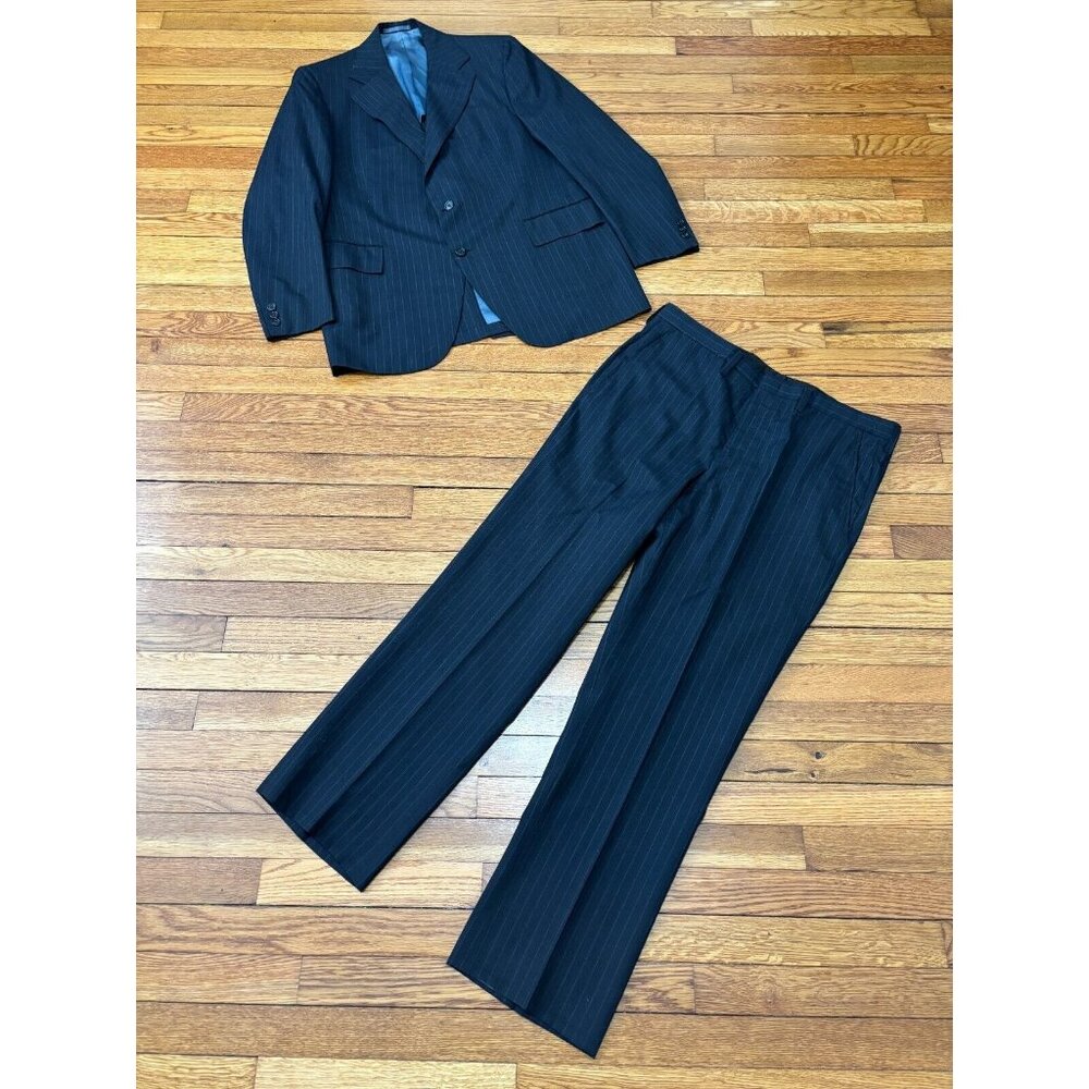Hickey Freeman Men's 2-Piece Suit Sz 41L Blazer Jacket 36x30 Dress Pants Vintage